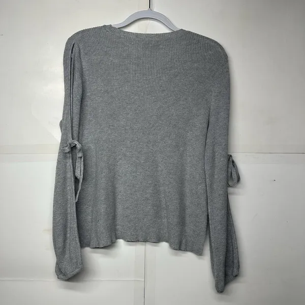 American Eagle Women’s Xl Light Gray Knit Sweater Tie Sleeve Casual Top - Image 11