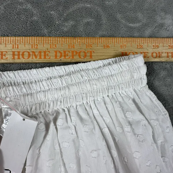 White Eyelet Cotton Maxi Skirt Large Tiered Layered Elastic Pull-On Cottagecore - Image 6