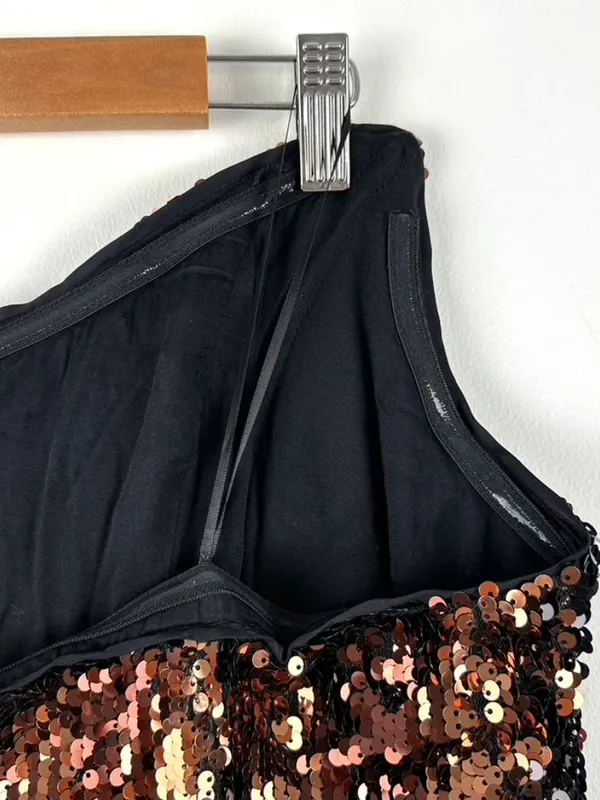 Anthropologie Strapless Sequin Mini Dress Brown/Black Size 22W NWT - Image 7