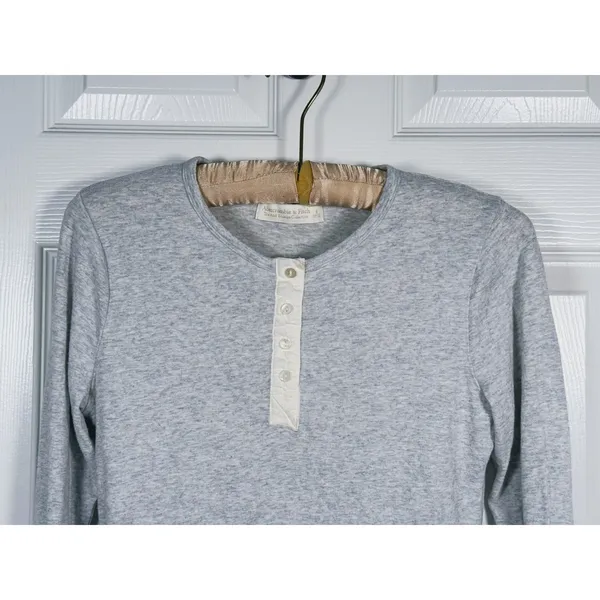 Y2K Abercrombie & Fitch Long Sleeve Henley Shirt Size Small Gray Lounge Retro - Image 4