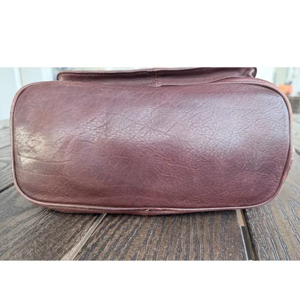 Vintage Y2K Fossil 1954 Brown Leather Crossbody Satchel Key Charm Purse Granny - Image 7