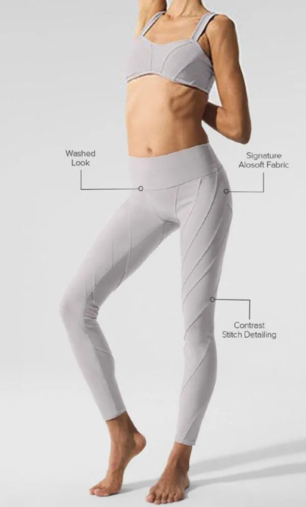 BUNDLE Alo Washed Alosoft Sunray Bra & High-Waist Legging Grey Sky Wash SET XS - Image 3