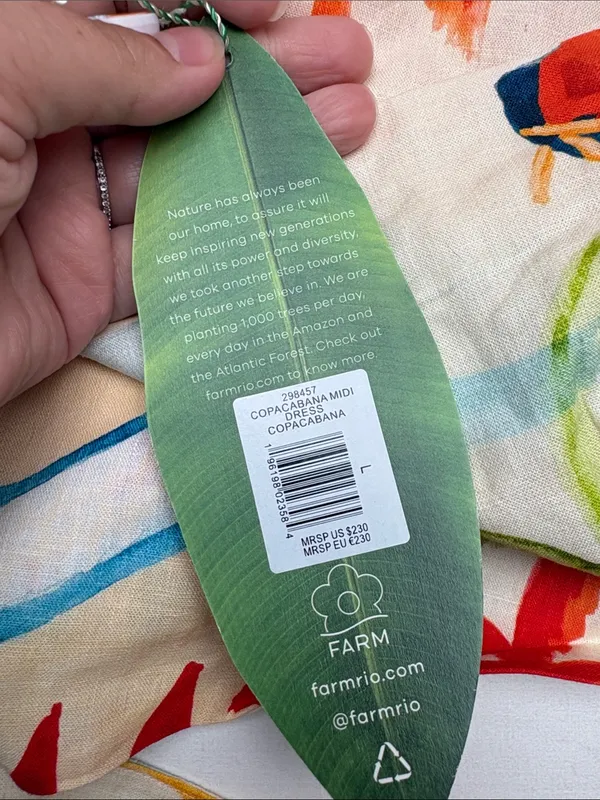 Farm Rio Copacobana size large midi dress split new cream travel resort vaca isl - Image 5