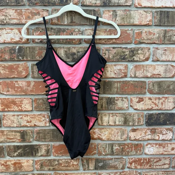 Pink Victoria's Secret One Piece Black Swimsuit Size Medium Cut Out Sides - Image 3