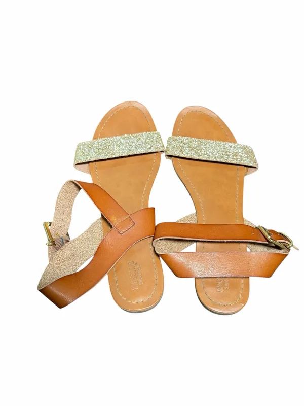 Mossimo Supply Co Gold Glitter Brown Ankle Strap Sandals Size 11 - Image 5