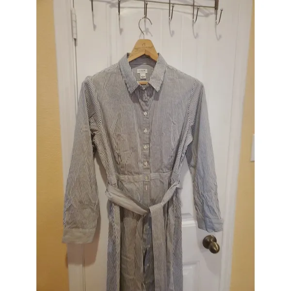 J crew Tie-waist Shirtdress In Stripe - Size 12 - Image 9