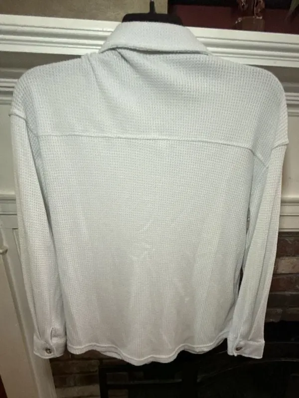 Better Together White Waffle Knit Button-Down Long Sleeve Shirt - Image 4