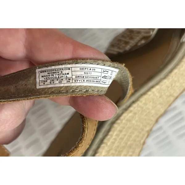 Eddie Bauer W. Kara Womens Brown Leather Geometric Espadrille Wedge Sandals‎ 9 - Image 12