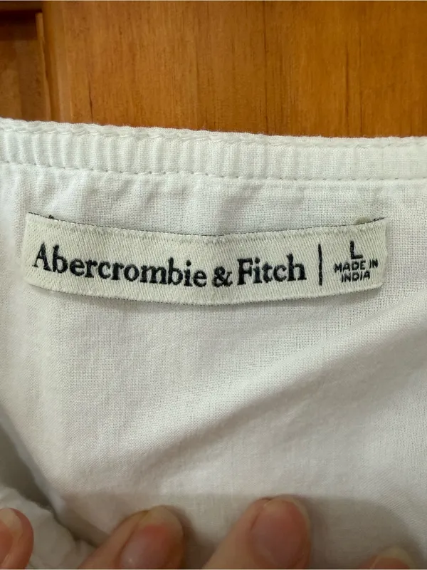 Abercrombie & Fitch White Ruffled-Strap Bustier Crop Top - Image 3