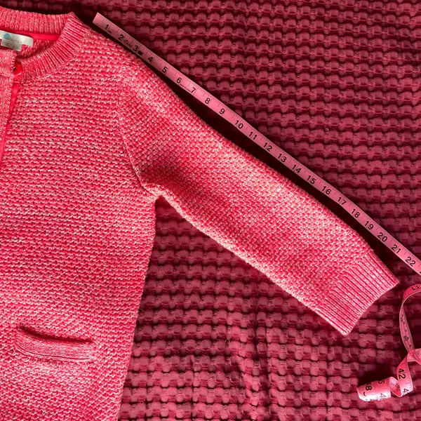 Boden Textured Knit Cardigan Sweater Women’s Size Small Bright Coral Pink Button Front - Image 11