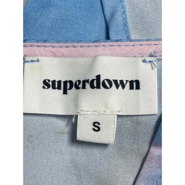 Superdown Blue Pink Tie Dye Sleeveless Tie Peplum Cami Camisole Crop Top Size S - Image 3