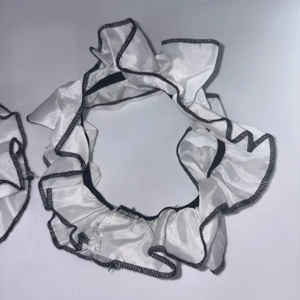 White & Black Stretchy Hair Scrunchie and Choker - Image 2
