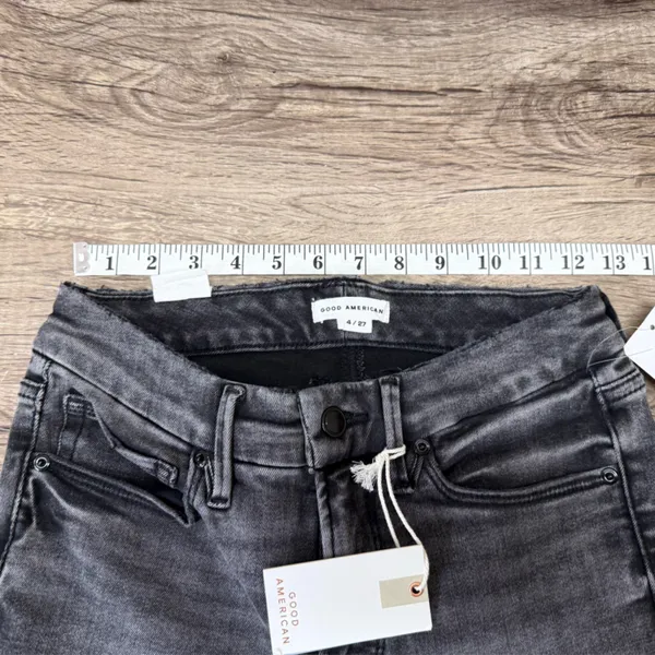 Good American Good Legs Low Distressed GLLSP257BT NWT‎ Black Size 4 - Image 5