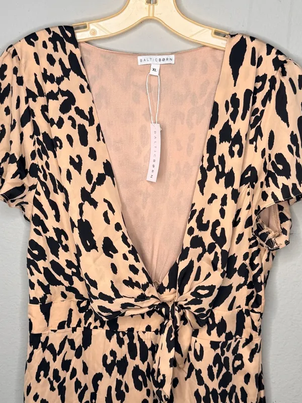 Baltic Born Poppy Satin Midi Dress Animal Print nwt - Image 2