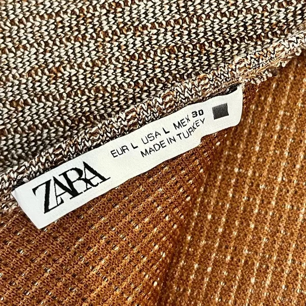 Zara Burnt Orange/Brown Ribbed Midi Dress With Back Detail Size Large‎ - Image 5