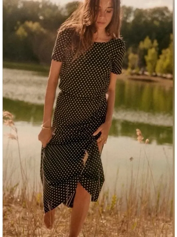 SEZANE Luce Dress ~ Black Ecru Polka Dots Small - Image 9
