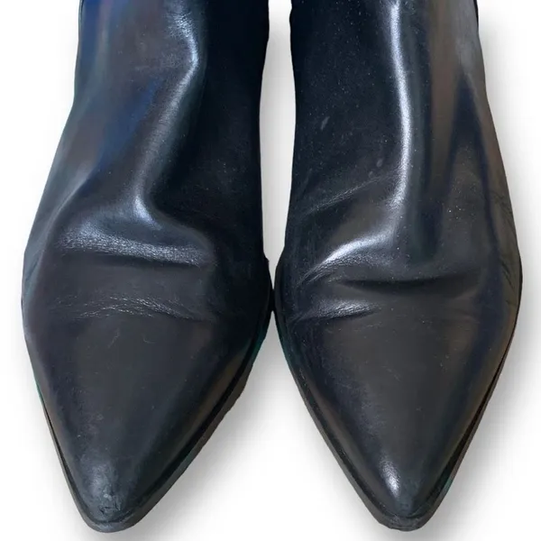 & Other Stories Shoe Black Leather Short‎ Ankle Chelsea Boot Pointy Toe Low Heel - Image 4