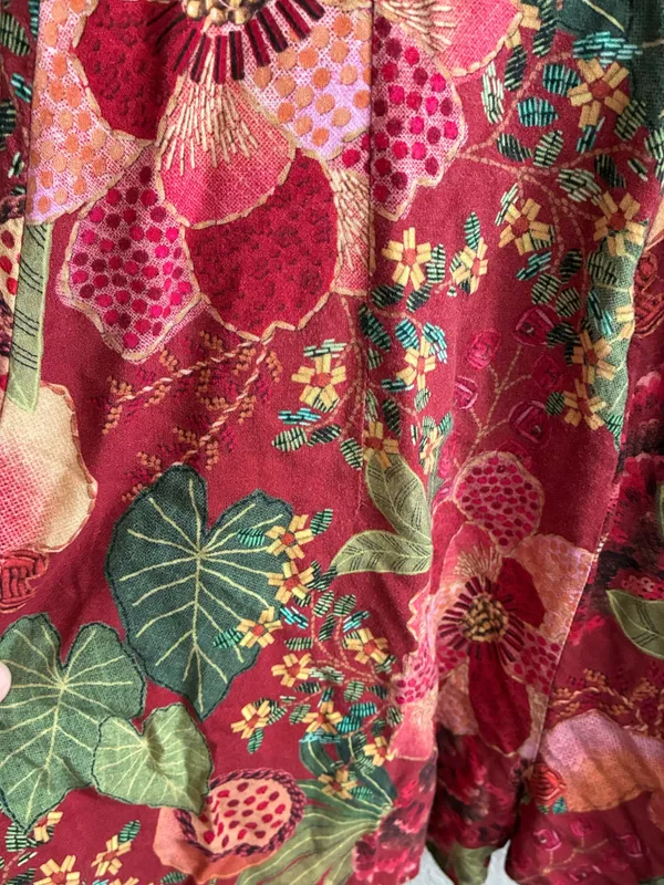 Farm Rio Red Forest Floral Print Romper S - Image 15