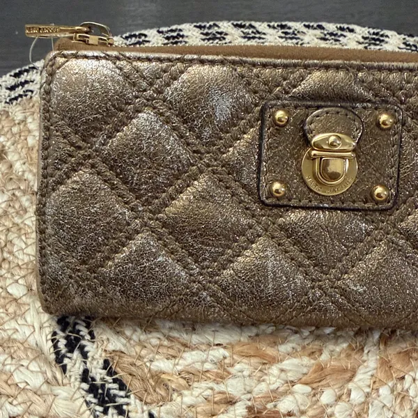 Marc‎ Jacobs Quilted Metallic Bronze Leather Zip Around Continental Wallet - Image 5
