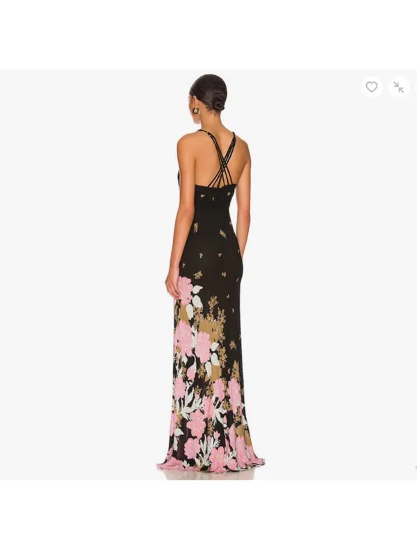 Free People Intimately Get To You Printed Black Maxi Dress in size Medium - Image 3
