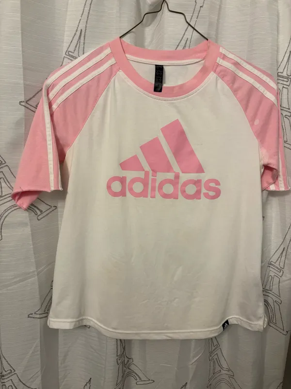 Adidas Pink and white tee - Image 3