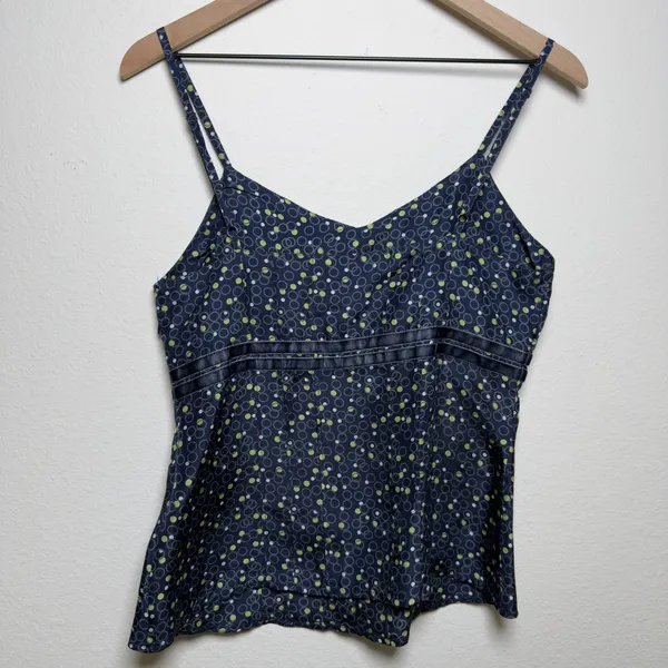 Fossil Women 100% Silk Cami Top Medium Blue Polka Dot Preppy Whimsigoth Fairy‎ - Image 7