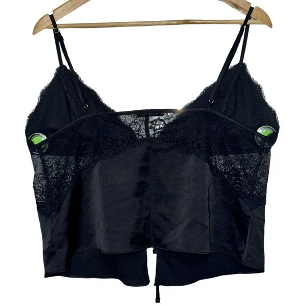 Abercrombie & Fitch Sleepwear Black Lace Sheer Bow Tie Camisole Top Women Size L - Image 2