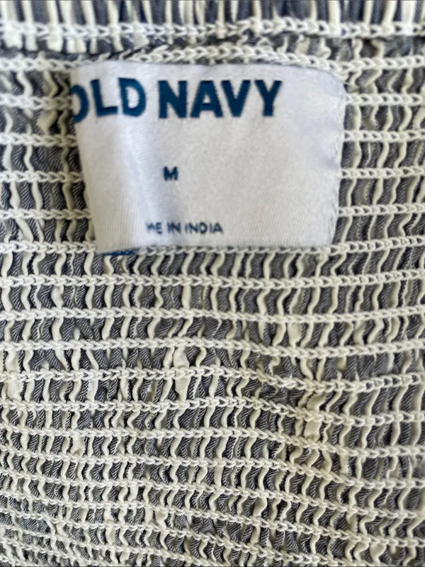 Old Navy Blue and White Striped Square-Neck Peplum Blouse - Image 5