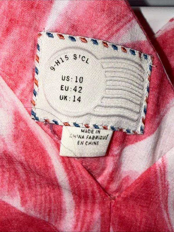 Anthropologie Sleeveless Coral & White Patterned Sundress size 10 - Image 2