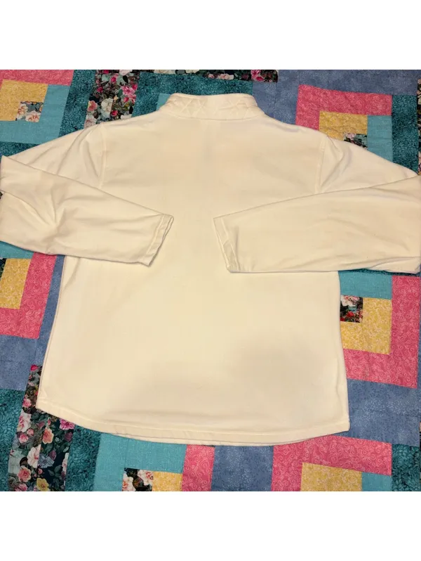 L.L. Bean Girls XL 18-20 Ultra Soft Cream Quilted Quarter-Zip Pullover Fleece - Image 4