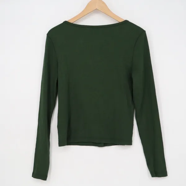 American Giant Ribbed Button Front Long Sleeve Top Green Size M - Image 5
