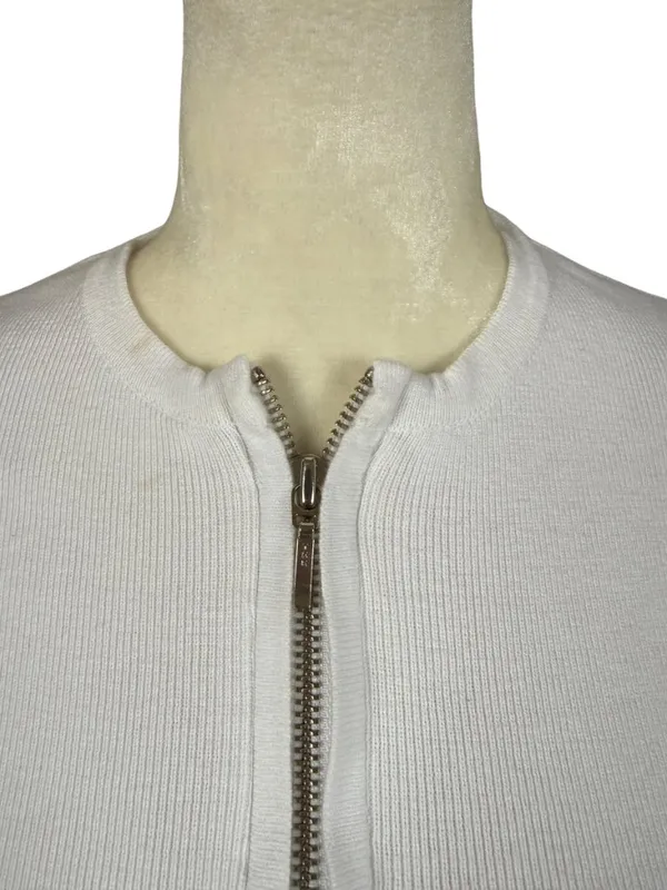 J. Crew women's white long sleeve zip up crewneck stretchy sweater size small - Image 6