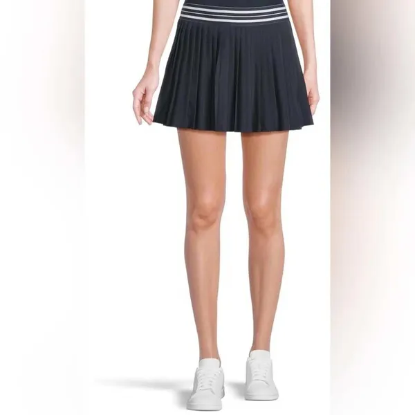 Beyond Yoga If You Pleats Tipped Elastic Mini Skirt Navy Striped Waist XL NEW - Image 5