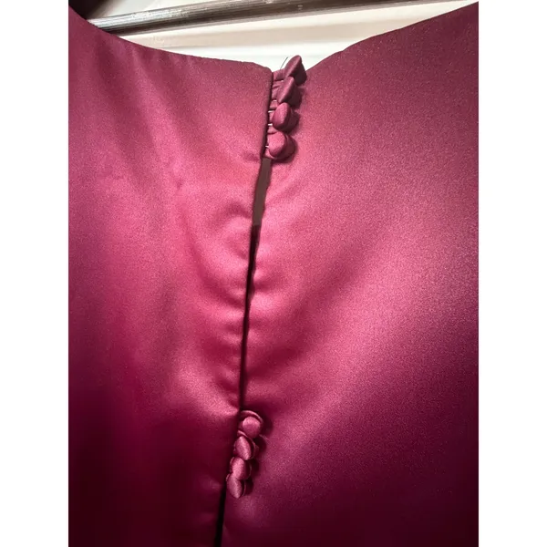 Michaelangelo Burgundy Satin Maxi‎ Dress Gown Size 26 Formal Regencycore - Image 6
