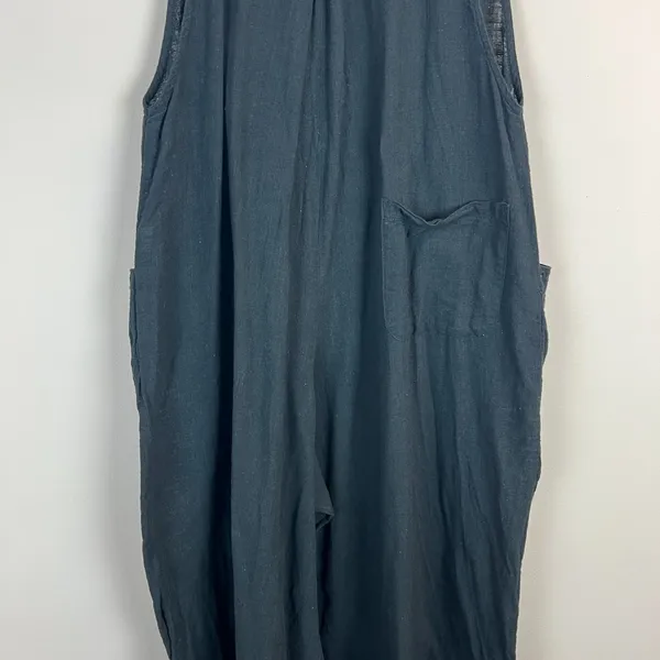 Natural Life Wide Leg Jumpsuit Overalls Womens Large Black Gauze Cotton Pocket L - Image 9