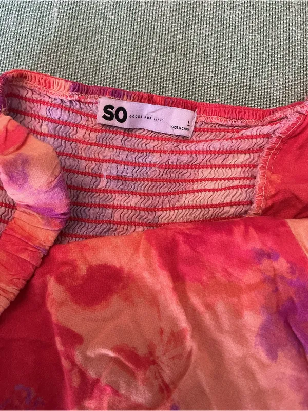 SO Pink Purple Floral Cutout Midi Dress Size L - Image 6