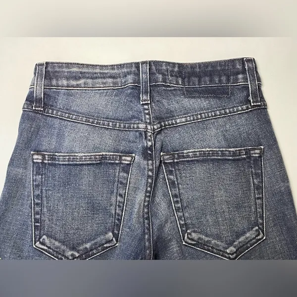 AMO Stix Crop Jeans Forever Blue Size 24 Slim Mid Rise Raw Hem Made USA - Image 11