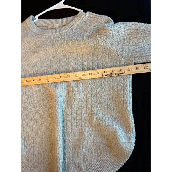St Johns Bay Womens PL Oatmeal Beige Textured Knit Crew Neck Raglan Sweater - Image 5