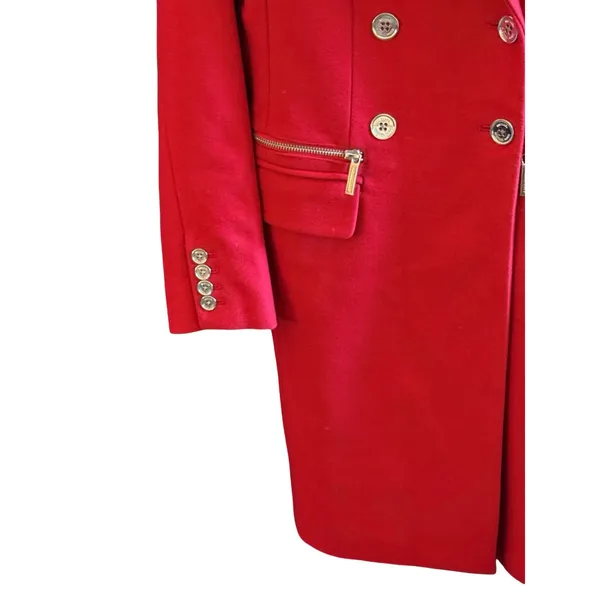 Michael Kors Coat Womens Size S Red Wool Double Breasted Military Peacoat Zipper - Image 6