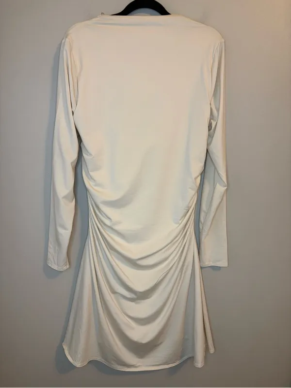 Abercrombie & Fitch NWT Ivory Ruched Long Sleeve Mini Modal Dress XL - Image 2