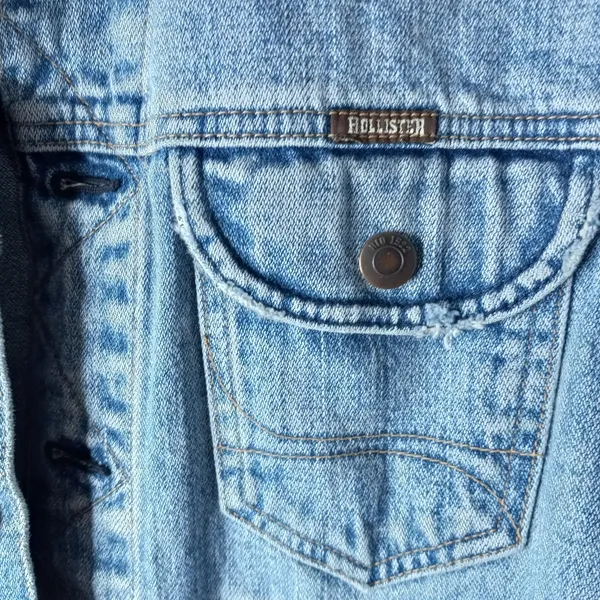 Hollister L Trucker Jacket Light Wash Jeans Metal Rivet Button Front - Image 7