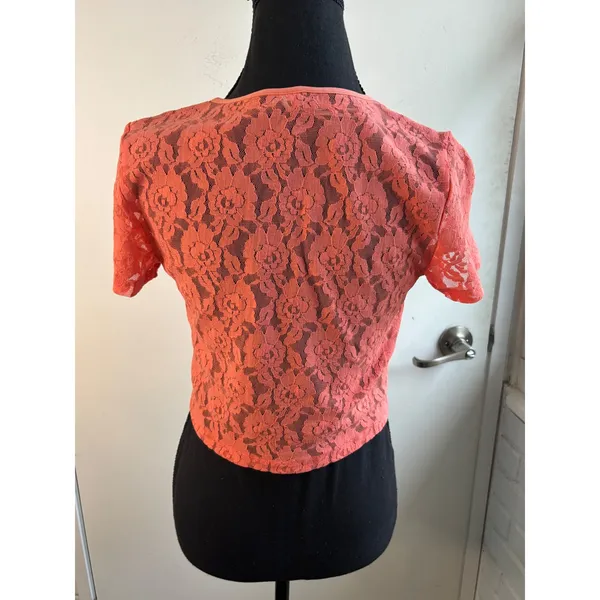 Anthropologie Floral Lace Crop Top medium layered maximalist boho‎ prairie - Image 3