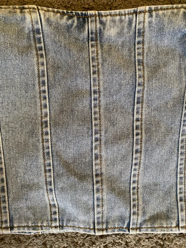 Pretty Little Thing -Denim Strapless Corset Top - Light Blue size 10 petite - Image 2