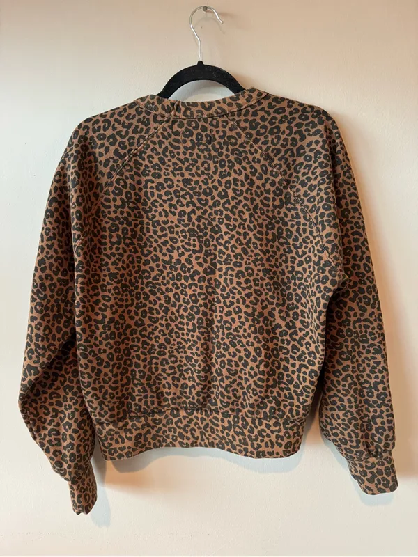 Marine Layer Women’s Cloud 9 Fleece Lined Leopard ‎Crewneck Sweatshirt Size M - Image 7