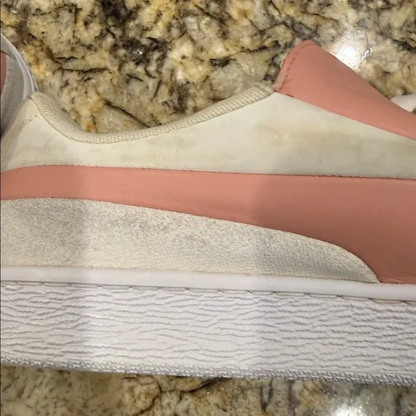 Puma Women's Pink and White Sneakers - Image 9