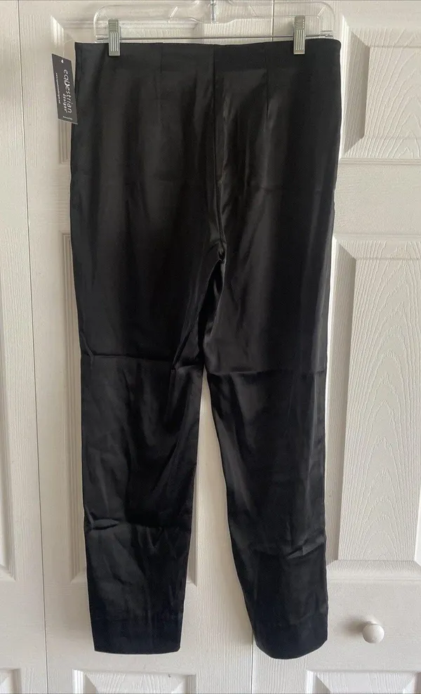 Equestrian Designs Tapered Trousers Womens Size M Black Satin Stretch Pants USA - Image 2