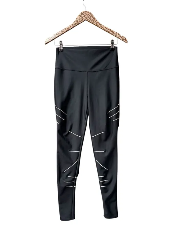 ALO Yoga High-Waisted Sequence Glow in the Dark Leggings Black Large Workout Gym - Image 2
