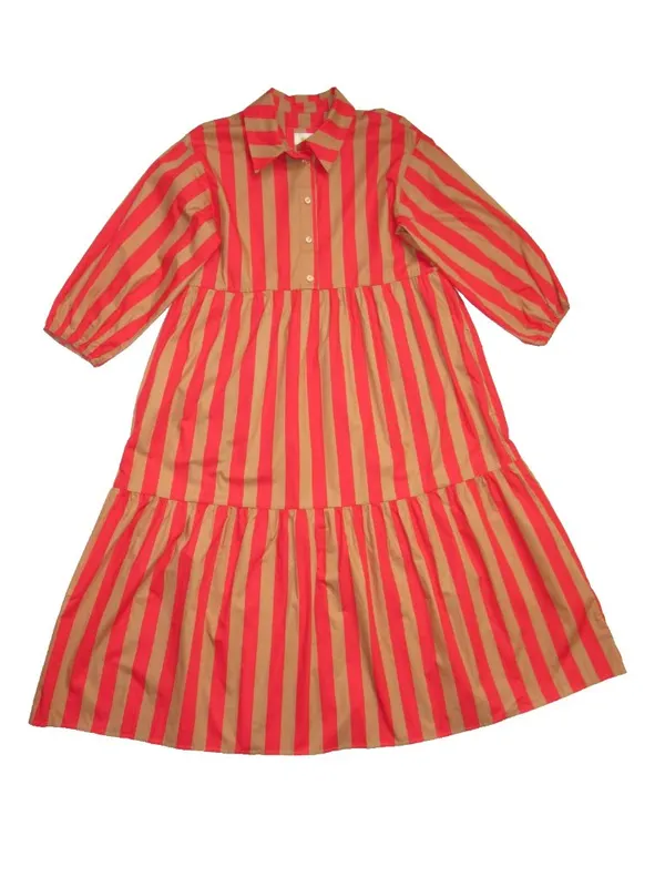 NWT Anthropologie Maeve Bettina in Red Honey Stripe Cotton Shirt Dress M Petite - Image 4