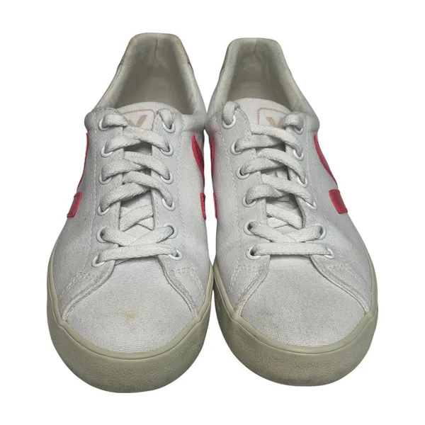 VEJA Campo Canvas Sneakers Shoes Womens 8 White Pink Lace Up Tennis Preppy - Image 5