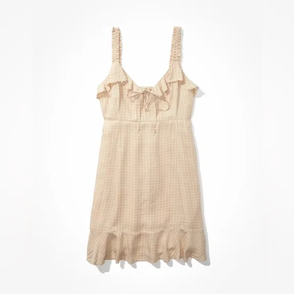 American Eagle Cream Pink Ruffle‎ Mini Dress - Image 2